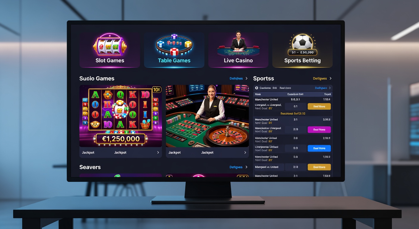 Dynamic graphic of a mobile app interface showing payment confirmation leading to slot reels, live dealer streams, sports odds, and rising VIP meters