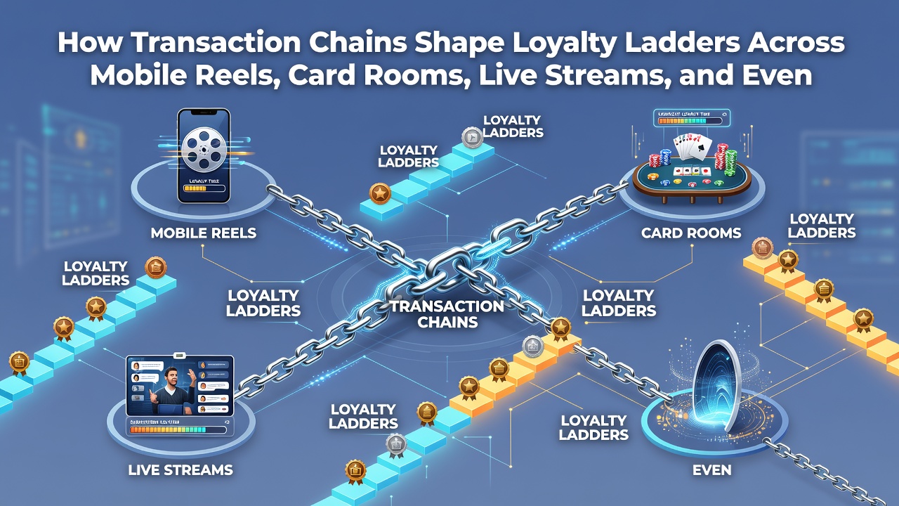 Diagram showing loyalty ladders connecting live streams, event markets, and transaction flows