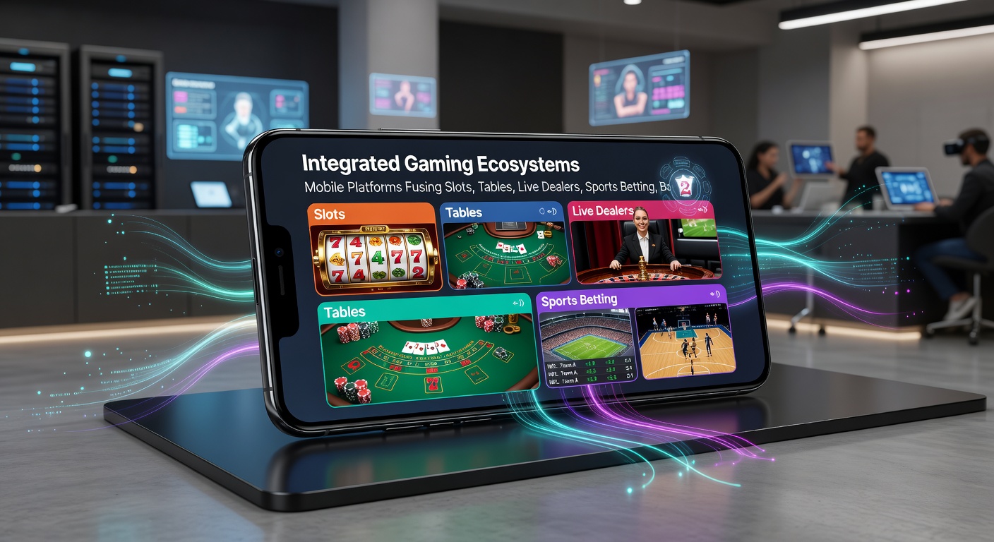 Split-screen mobile interface showing live dealer baccarat in progress beside NBA betting lines and a rising VIP ladder with bonus icons