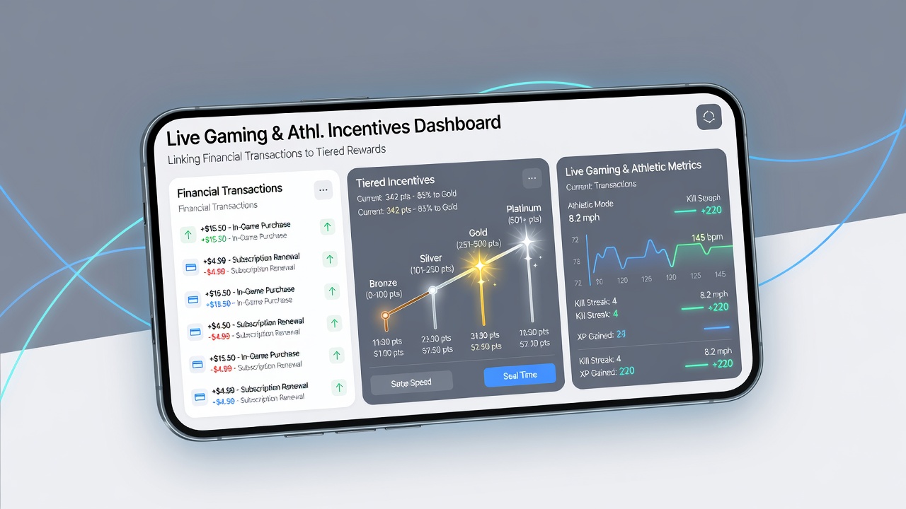 Dashboard view displaying tier progression, deposit history, and unlocked athletic wager incentives on a mobile device