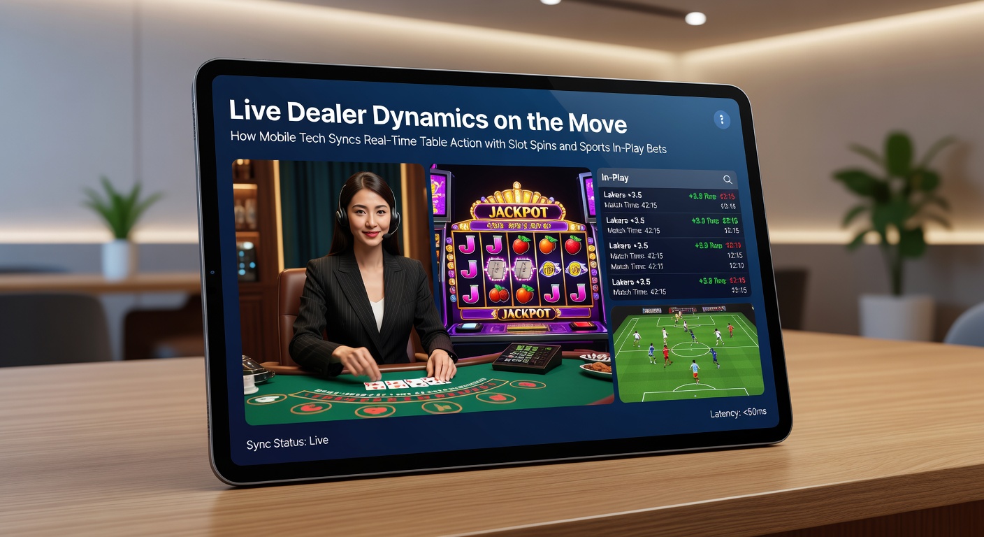 Smartphone screen displaying live blackjack dealer alongside spinning slot reels and in-play soccer betting odds