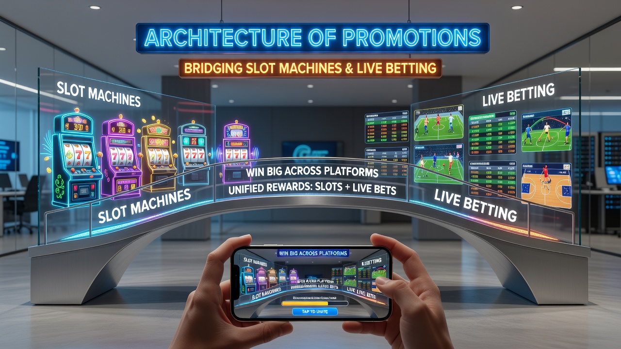 Mobile app interface showing reward progression between slots and live sports betting